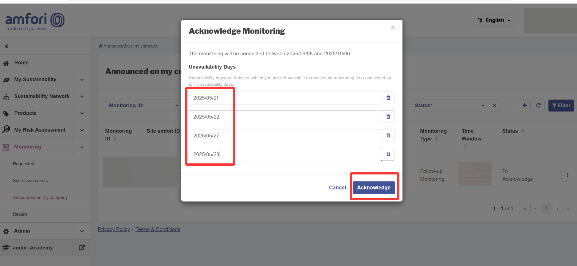 突击审核周期内，如何添加不方便接受BSCI验厂的日期